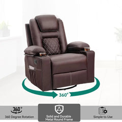 Massage and Heat Swivel Rocker Recliner Chair with 360° Rotation