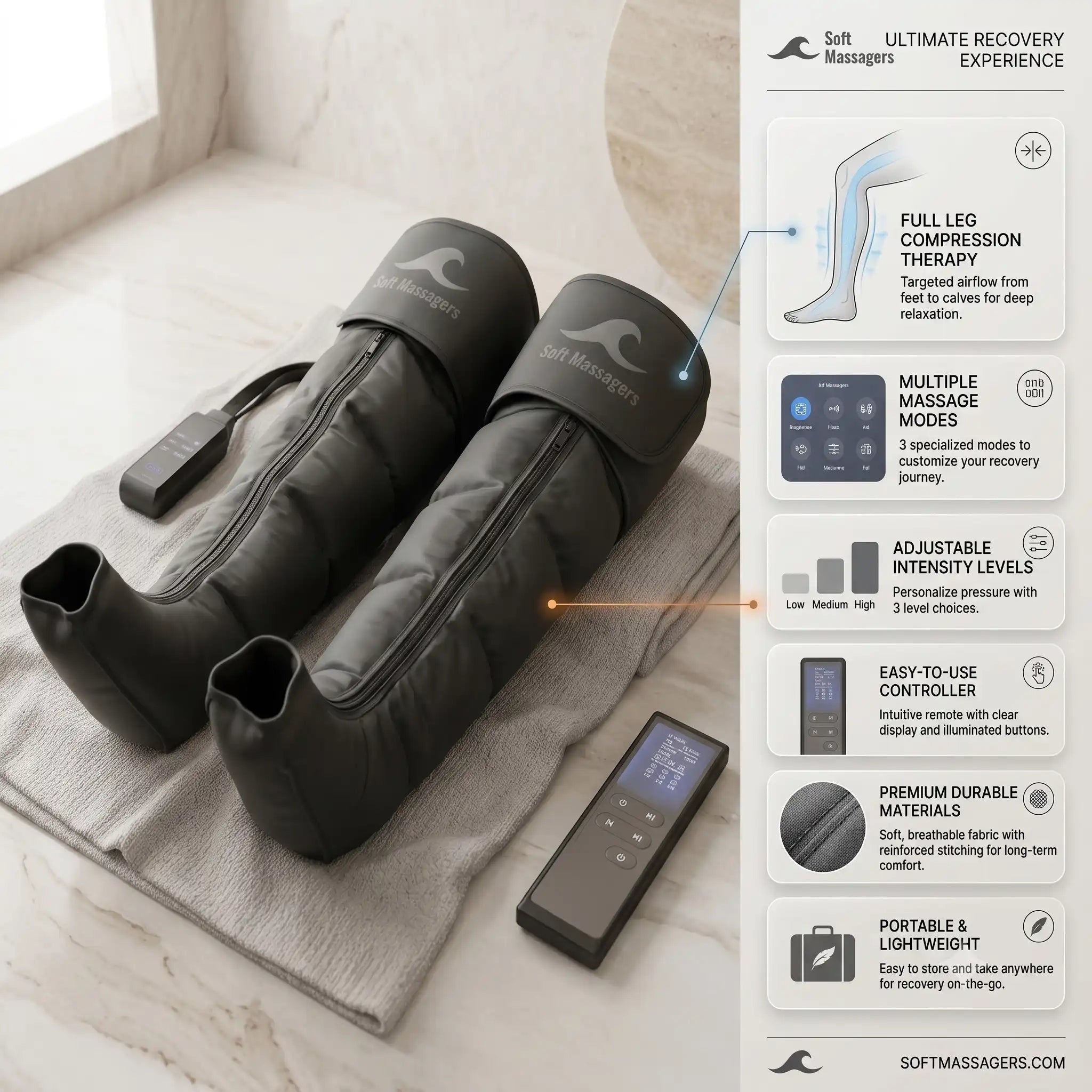 Elite 4-Chamber Air Compression Leg Recovery Boots