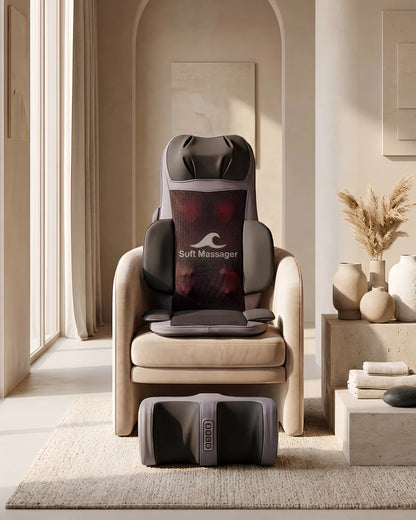 Infrared Full Body Shiatsu Massage Chair Pad & Foot Massager Set