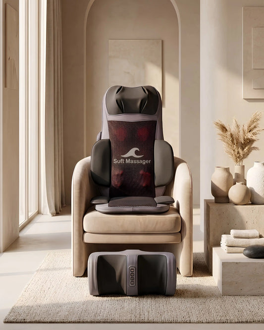Infrared Full Body Shiatsu Massage Chair Pad & Foot Massager Set