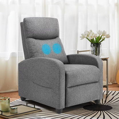 Recliner Chair Massage Sofa Fabric Theater Lumbar Support Adjustable Modern Padded Seat Backrest Living Room Home Grey