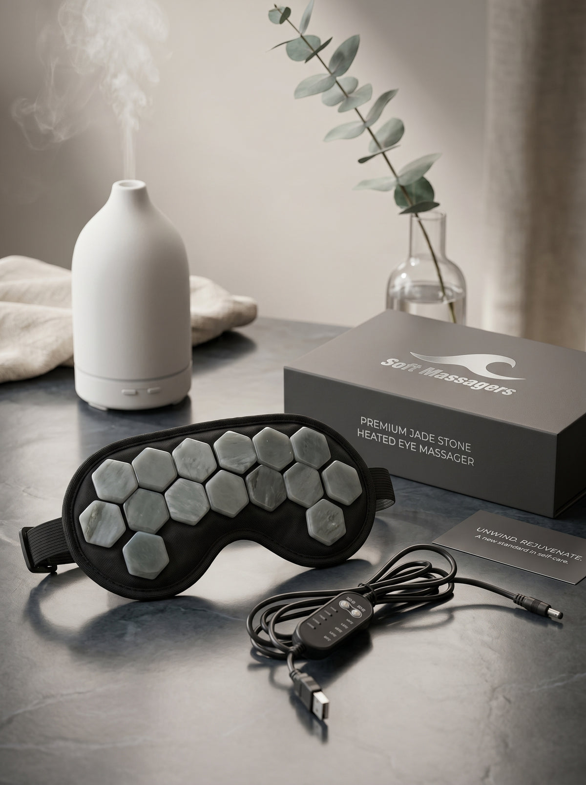 Natural Jade Stone Heated Eye Mask with Smart Temperature Control