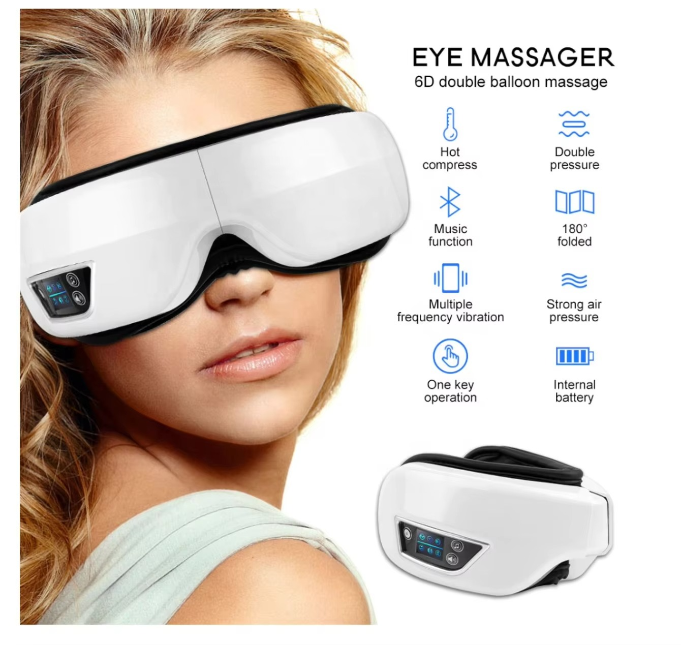 Professional 6D Smart Air Compression Eye Massager with Heat & Music