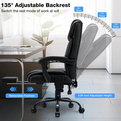 Ergonomic High-Back Executive Office Chair with Massage & Heat