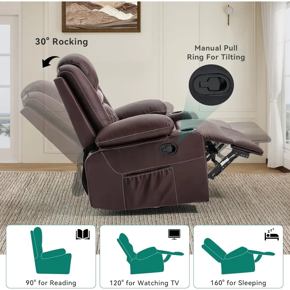 Massage and Heat Swivel Rocker Recliner Chair with 360° Rotation