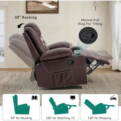Massage and Heat Swivel Rocker Recliner Chair with 360° Rotation