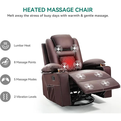 Ultimate Relaxation Swivel Rocker Recliner with Heat & Massage