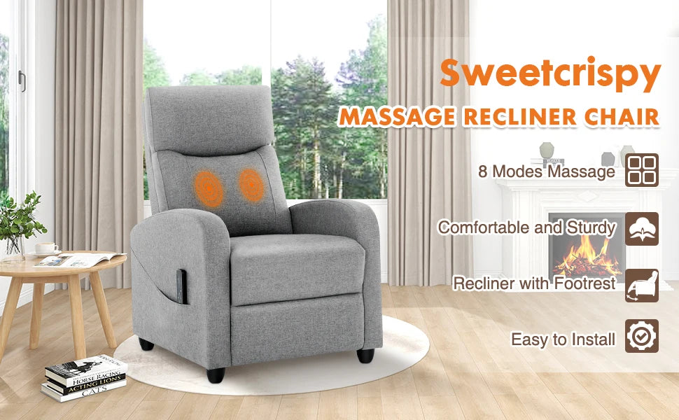 Modern Ergonomic Recliner Sofa with Integrated Massage