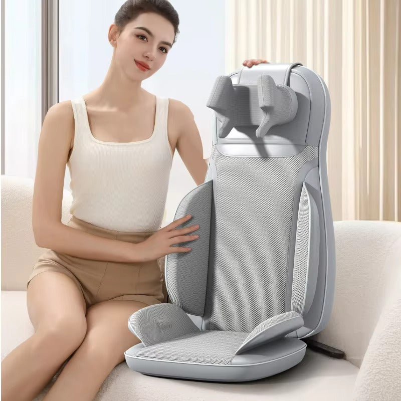 4D Full Body Shiatsu Massage Pillow Infrared Physiotherapy PU Leather Plug-In Cervical Spine Neck Back Waist Grey Home Use Oem