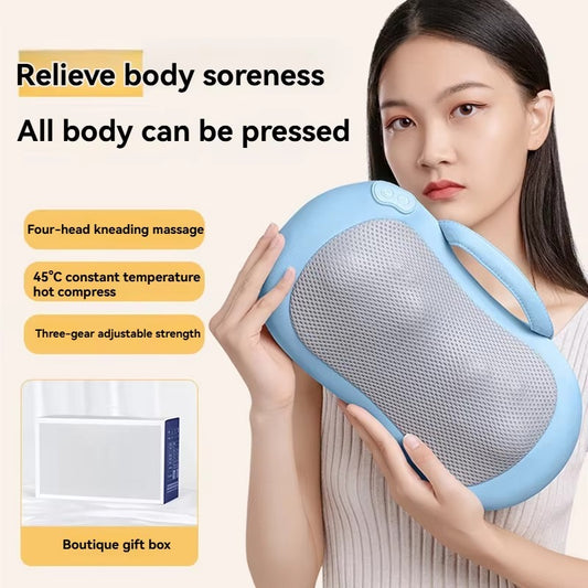 Portable Smart Waist Massager Pulsating Vibrating Cushion/ Pillow for Body Pain Relief Shiatsu Massage Treatment