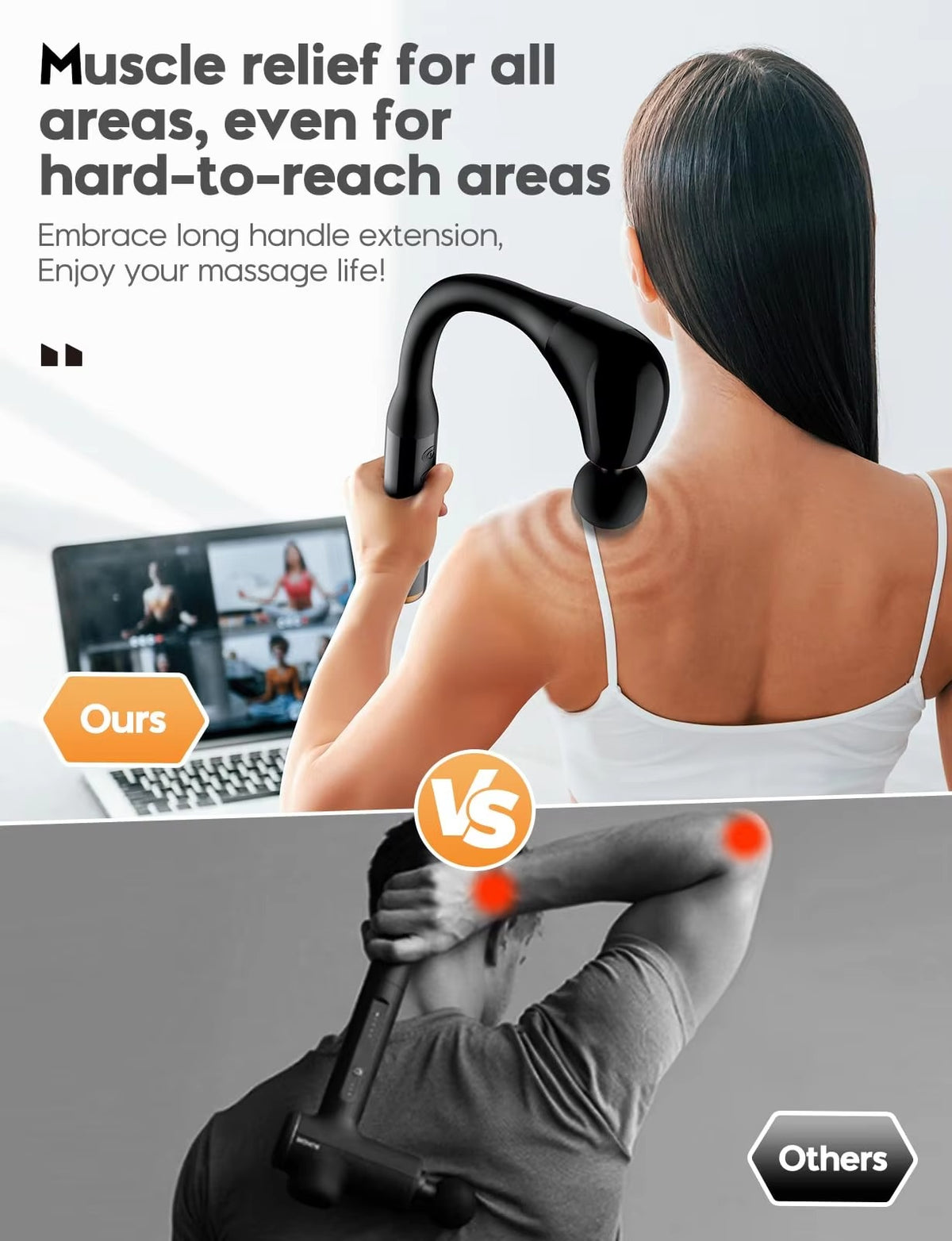 Long-Handle Electric Percussion Massage Hammer – Deep Tissue Body Relief