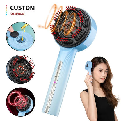 Electric Scalp Massage Comb: Nebulization, 3-Speed Modes - Portable Oil Applicator with Red Light for Hair Growth & Scalp Relax