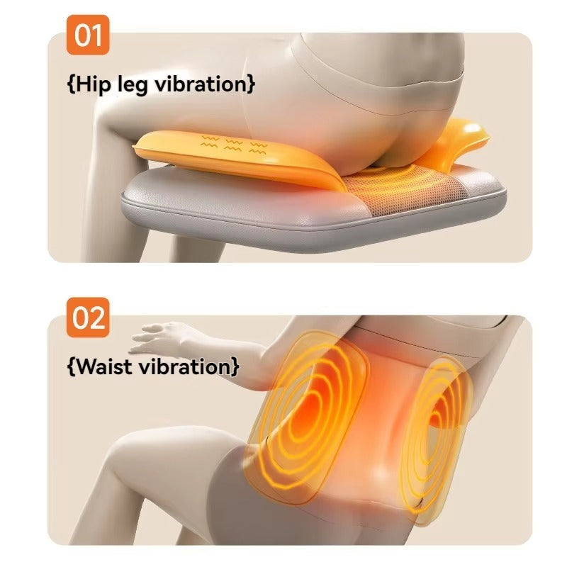 4D Full Body Shiatsu Massage Pillow Infrared Physiotherapy PU Leather Plug-In Cervical Spine Neck Back Waist Grey Home Use Oem