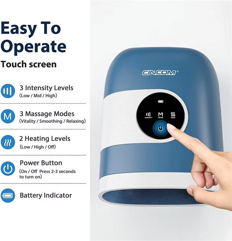 Wireless Air Compression Hand Massager with Therapeutic Heat