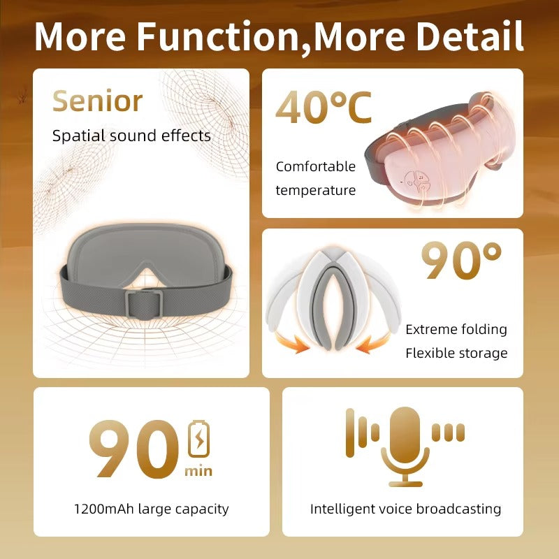 Premium Bluetooth Smart Air Pressure Eye Massager with Heat