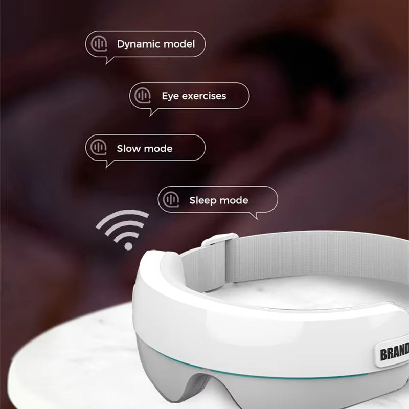 Private Model Smart Heated Ai Voice Eye Care Massager LED Light Bar Music Vibration Foldable Eye Massager With Heat Compression