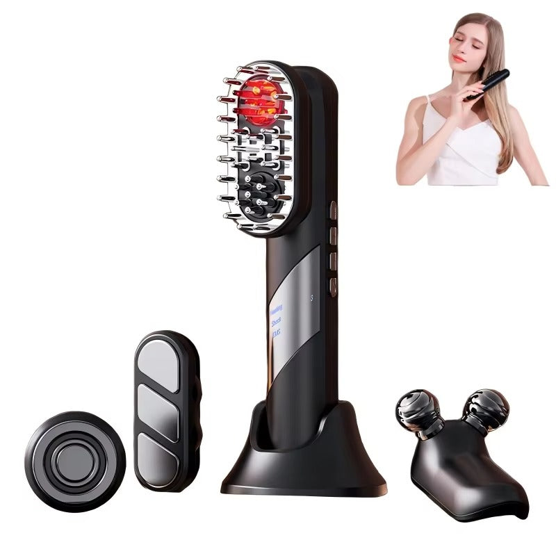 4 in 1 Electric Oil Applicator Vibration Massage Hair Growth Comb Anti Hair Loss Red Light Face EMS Head Scalp Massager