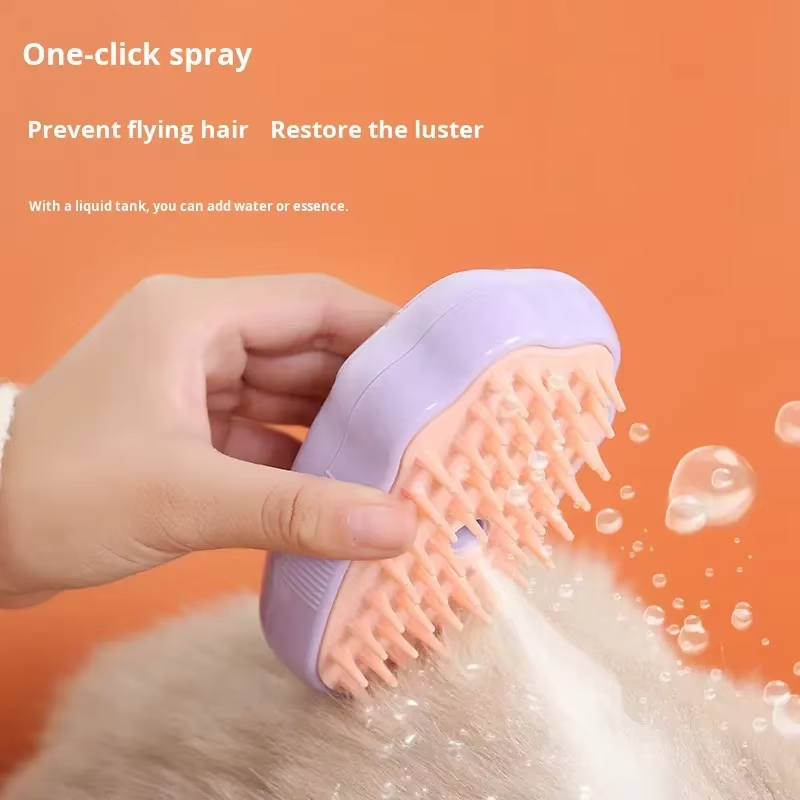 Popular Modern Silicone Pet Spray Comb Massage Brush for Cats Dogs-Battery Powered Anti-Fly Hair Removal Easy Clean All Seasons