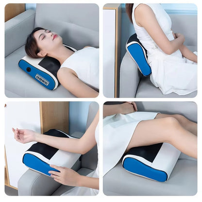New Deep Kneading Vibration Massage Pillow Portable Travel Pillow for Pain Relief with Heat Shiatsu Relax Muscle Multifunctional