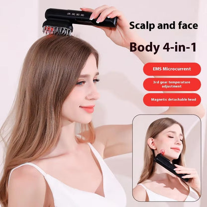 4 in 1 Electric Oil Applicator Vibration Massage Hair Growth Comb Anti Hair Loss Red Light Face EMS Head Scalp Massager